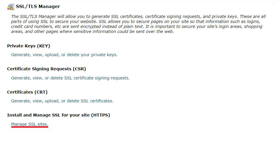 Install and the Manage SSL