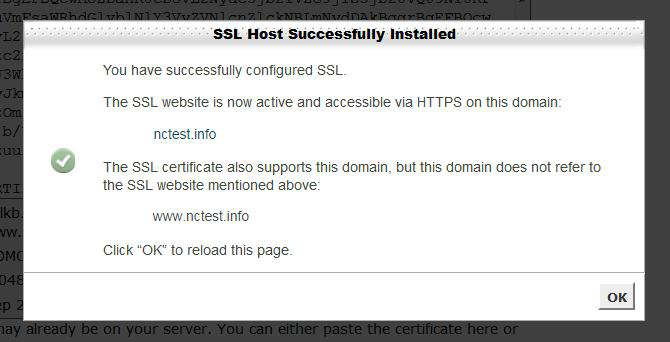 SSL Successfully Installed